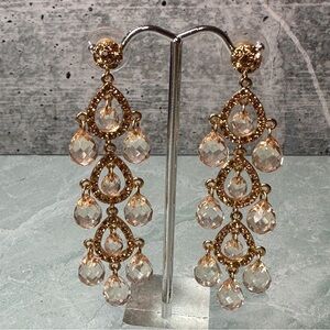 RJ Graziano Elegant Gold and Pave Crystal Drop Earrings